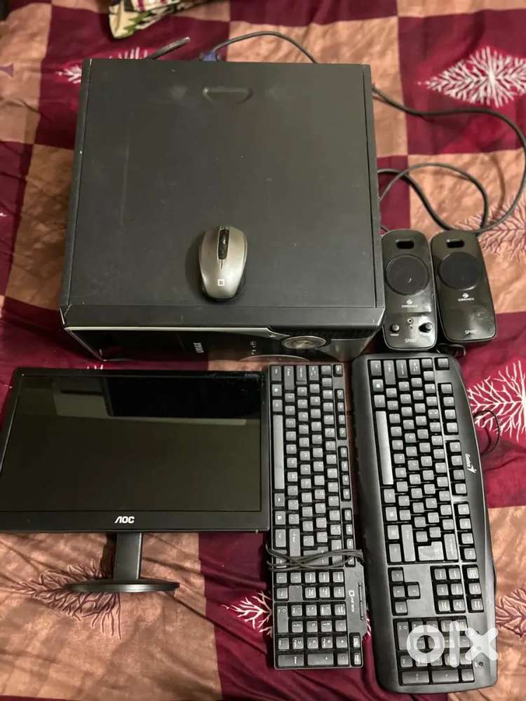 Aoc monitor and Zebronics speaker and genius keyboard