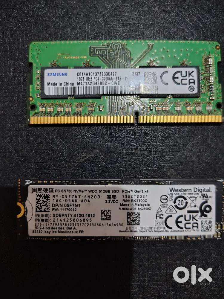 Laptop Ram Samsung 16gb 3200mhz and Nvme