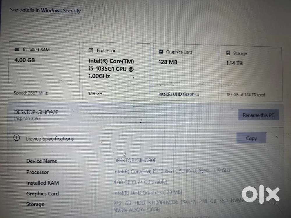 Dell i5 10th generation Laptop