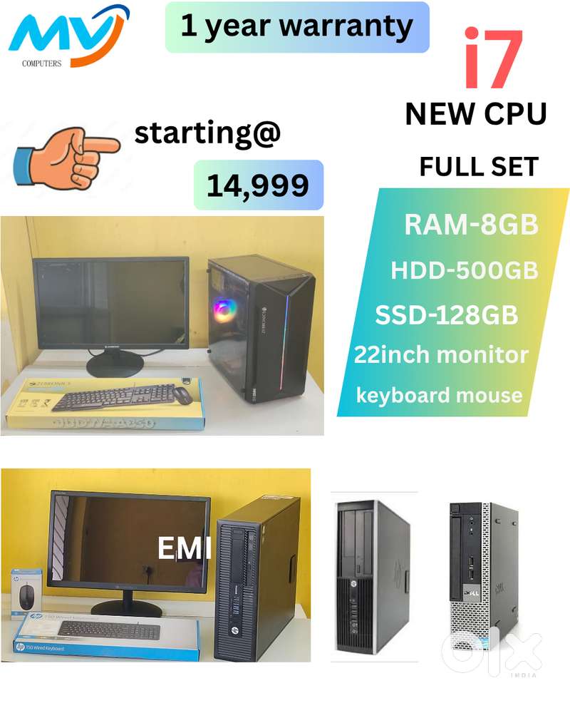 2GB Graphics  Ram - 8GB DDR3  Hard Disk - 500GB  SSD - 256GB  Cash on