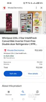 305 Ltr Whirlpool Double door