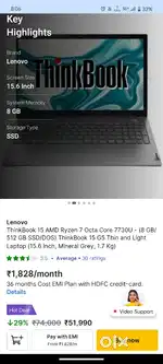 Lenovo Thinkbook Ryzen 7 Octa Core 7730U Almunium body and Fingerprint