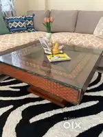 Center table for living room with glass on it