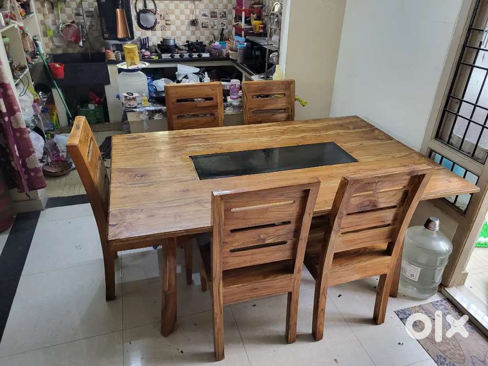 Original teek wood 6 seater dining table