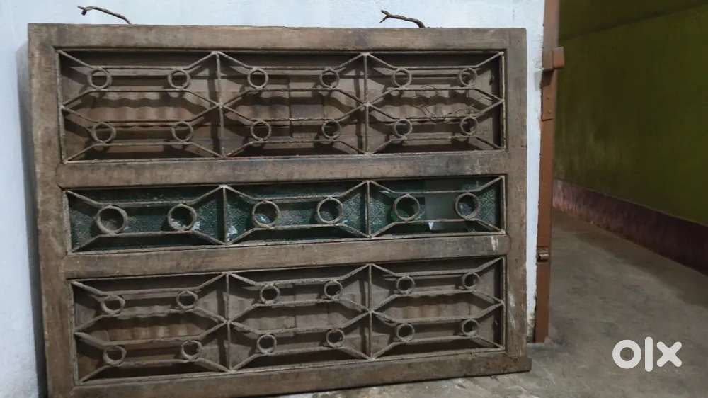 Old Iron Window – With Sakhua Wood Frame and Gate