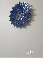 Blue metal flower wall art