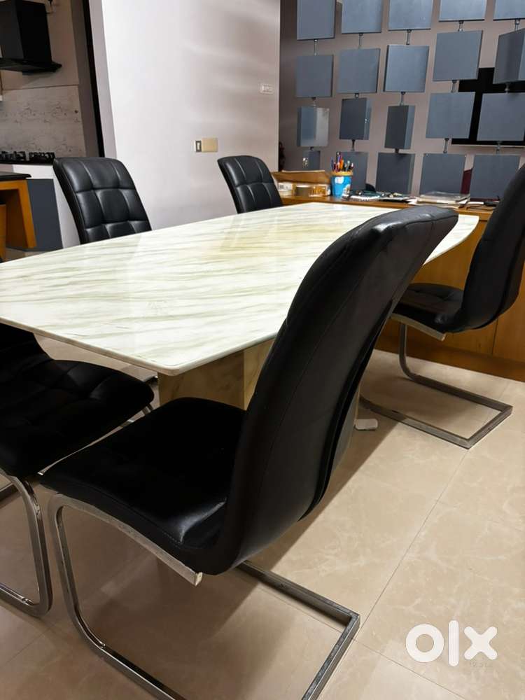 Marble top dining table with 6 chairs