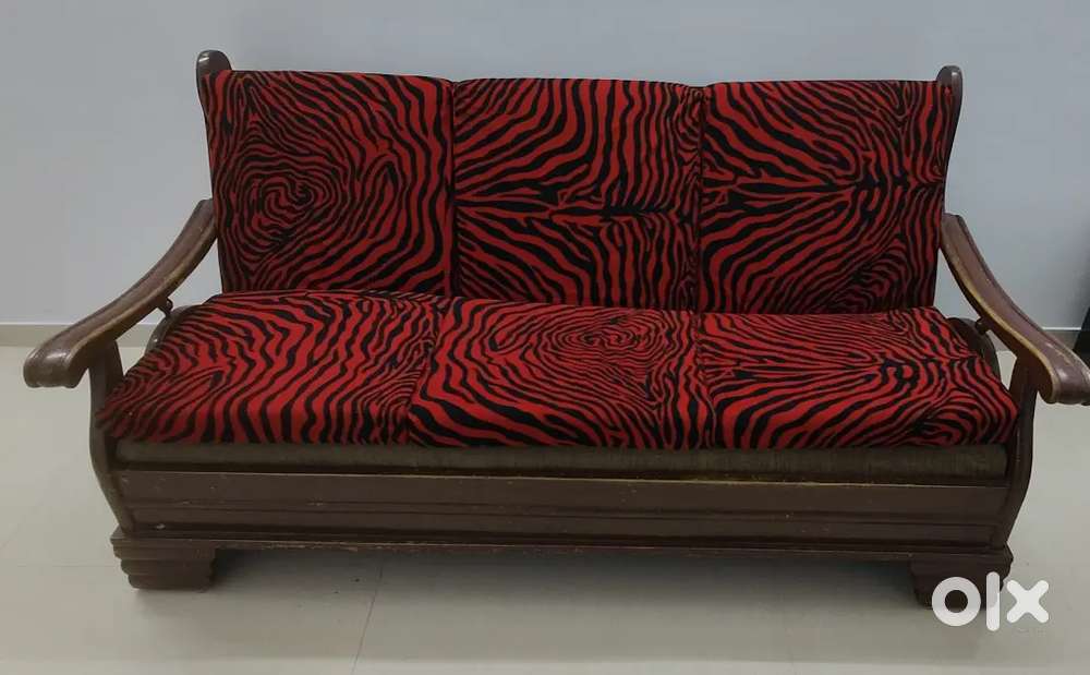 Wooden comfortable sofa with 2 chairs