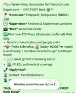 Idfc first bank on roll job