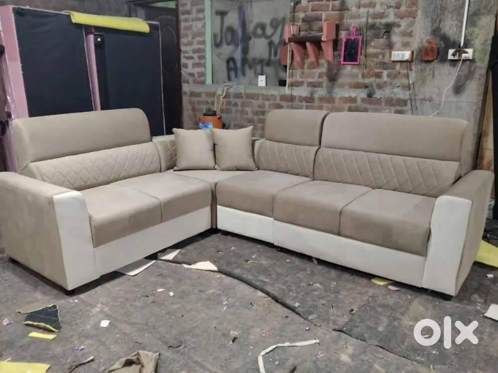 L shape sofa and beautiful colour combination and beautiful colour