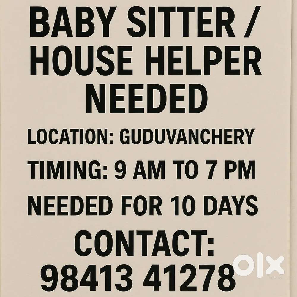 Helper needed for 10 days