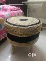 ShadowKart Wooden Jute pouffes sitting stool