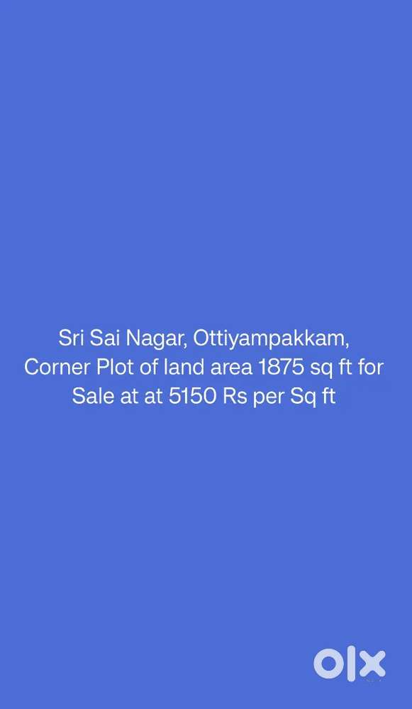 Corner plot for sale at Sri Sai Nagar Ottiyampakkam