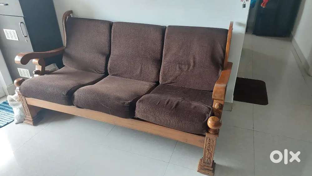 3 seater teak wood sofa