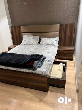 Queen size bed with mattress and back