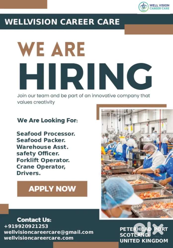 URGENTLY REQUIRED FOR SEAFOOD COMPANY