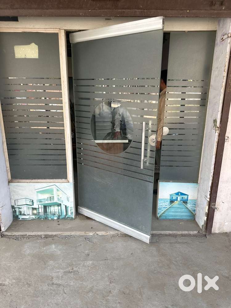 Office Set big table 2 office chairs ac roofing frount mirror and glas