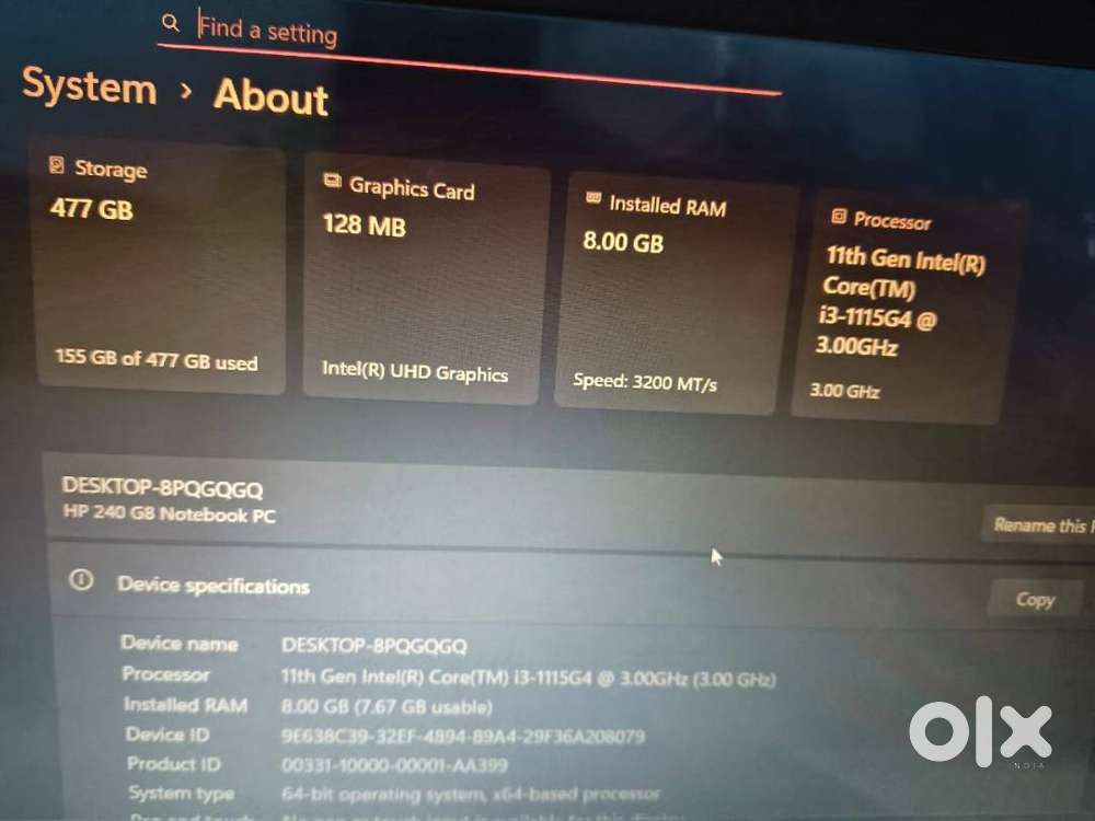 Hp laptop 512GB storage i3 11th generation