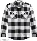 Men casual double pocket checke shirt