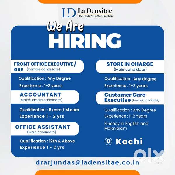 We are Hiring Front Office Executive/ GRE / Accountant etc.
