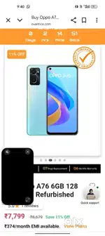 Oppo a76 Blue colour hai