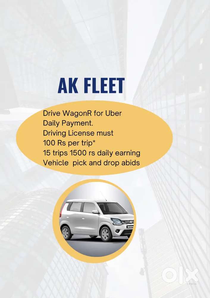 Drive wagon R for uber, 100 rs. per trip*