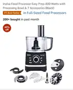 Inalsa Food Processor Easy Prep-800 Watts with Processing 7 d/f Bowl