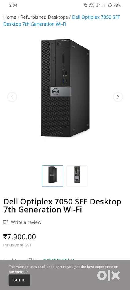 DELL OPTIPLEX 7050 & HP SERIES 5 23.58 inch FHD monitor