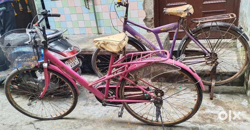 Pink Lady Bicycle – ₹1500 ,Purple Bicycle – ₹1500