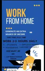 Work from home for students housewife & job person