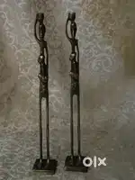 Antique pure brass solid heavy tribal lady statues 35 cm.