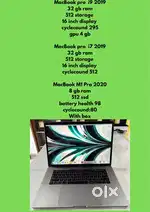 MacBook m1pro m2 air i7 i9 this type Laptop are available