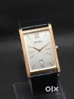 Seiko Slim Tank Silver Dial With Date Leather Strap Wrist Watch