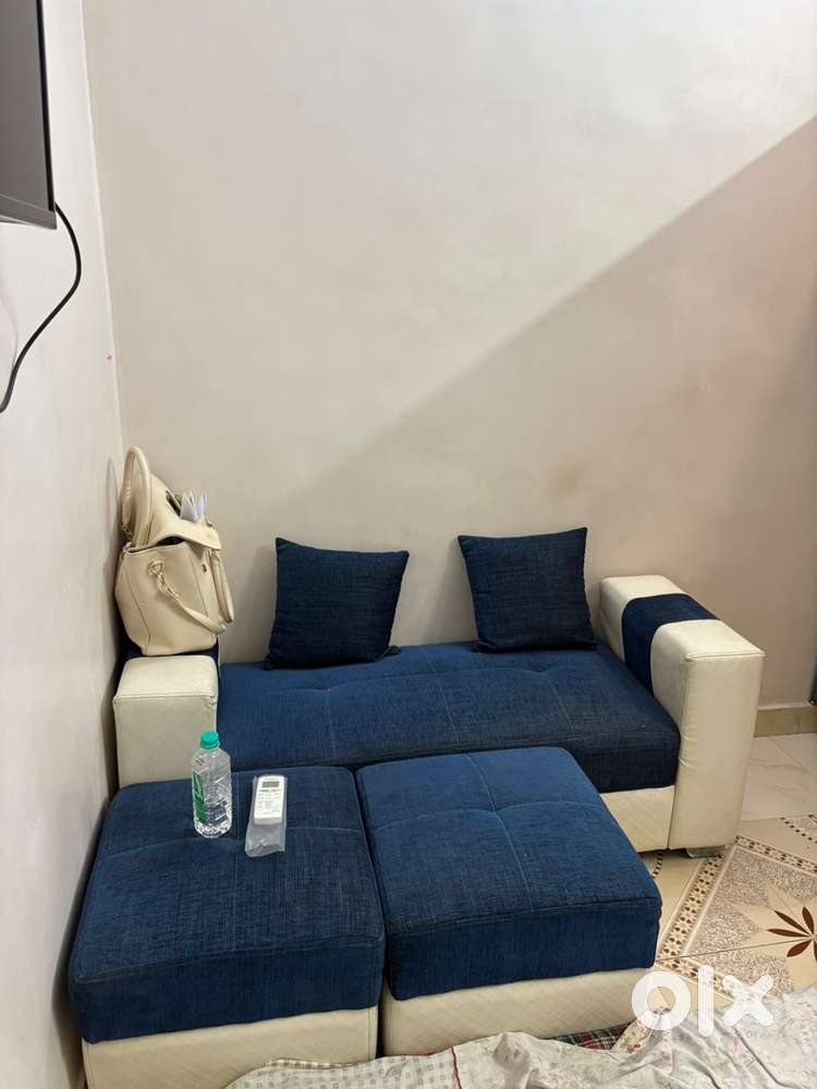 Sofa,  Centre Table, Puffy Set of 2 and Couch.