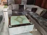 9 seater sofa set with center table with glass