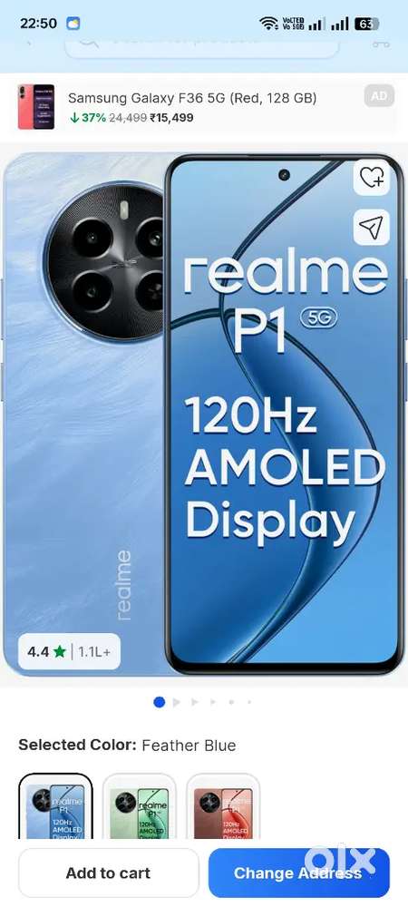 Realme p1 5g 6 gb ram 128 gh memory