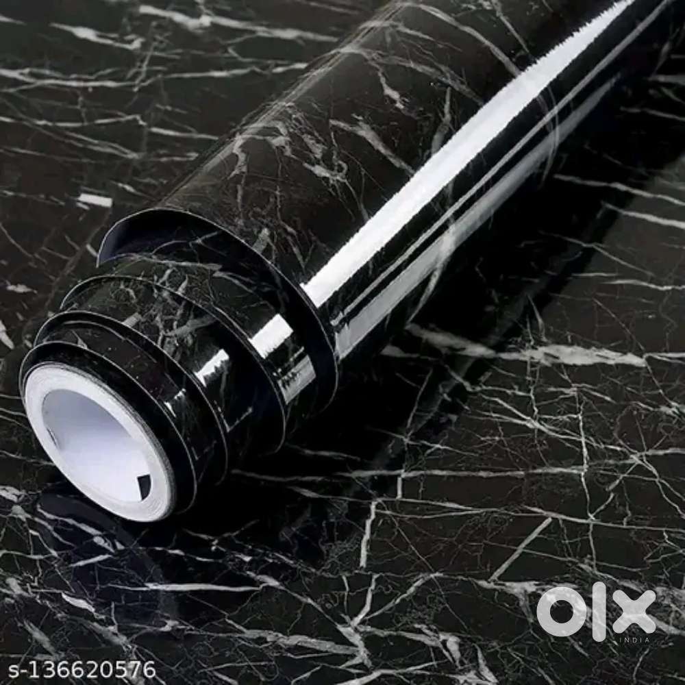 Black High Gloss Wallpaper  Peel and Stick PVC Wallpaper