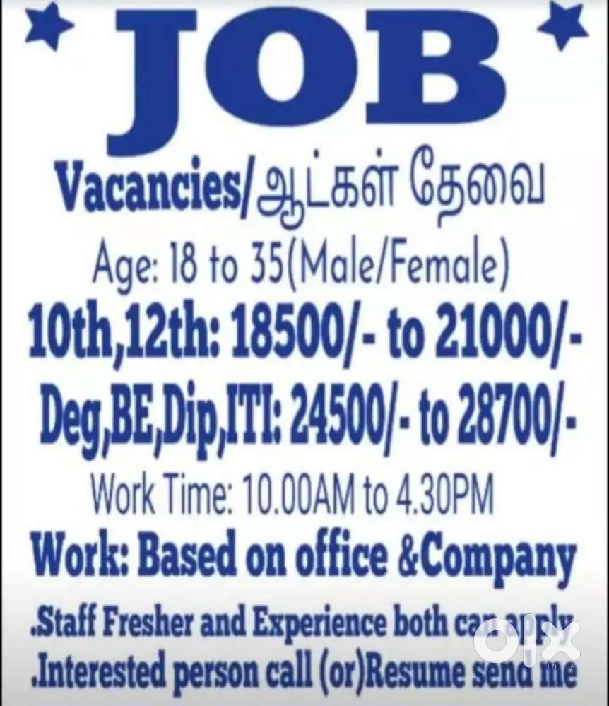 Job vacancy Work from home Available
