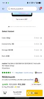 Realme Pad Mini 4g sim + wifi 4/64 gb in best Condition