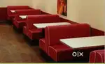Restaurant 2 seater sofa Red set fabric plain model