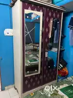 Doulbe bed with mattress and two metal wardrobe (almari)