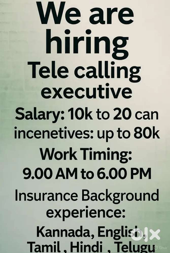 Telecaller Required for Insurance Company