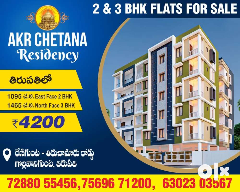 2BHK East Facing and 3BHK Nort Facing Flats are available to sale .