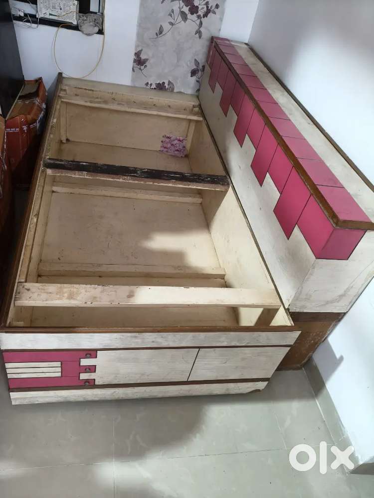 King size Double bed with bed box , bed back box and 2 side table