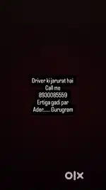Driver ki jarurat hai ertiga gadi par gurugram to delhi chalte hai