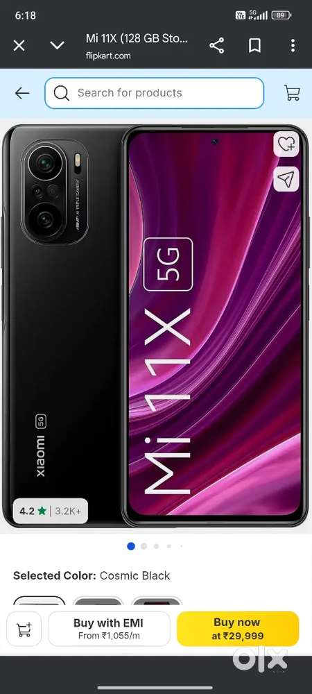 MI 11x 6gb ram 128 ROM full kit bill box charging koi ghatna fold Nay