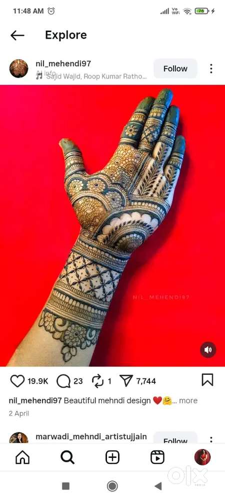 Mehndi lagane ke liye ek ladki ki jarurat hai
