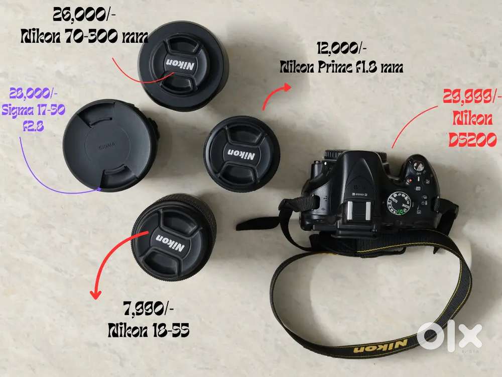 Nikon D5200 + 4 Lenses