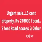 Urgent sale 15 cent property...Parambu... Rs 275000 per cent
