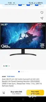 Acer Curved monitor 31.5 inch